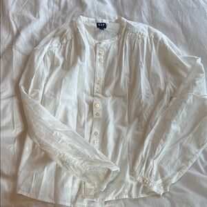 GAP Cream Embroidered Button-Up Shirt